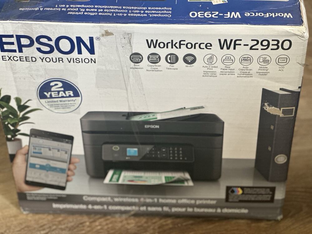 Epson WorkForce WF-2930 Inkjet 4 in 1 Printer-Works Great Good Ink With Box!!